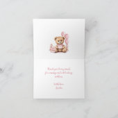 Beer 1e Verjaardag Roze Nummer Ballonnen Teddy Bee Bedankkaart (Binnen)