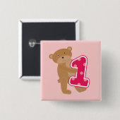 Beer 1e verjaardag T-shirts en cadeautjes Vierkante Button 5,1 Cm (Voorkant /achterkant)