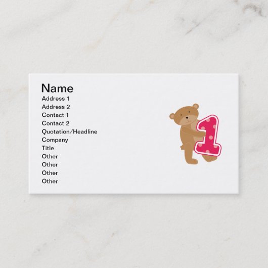 Beer 1e verjaardag T-shirts en cadeautjes Visitekaartje (Voorkant)