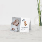 Beer 3 Blauwe Ballons Foto Hartelijk dank Bedankkaart (Voorkant)