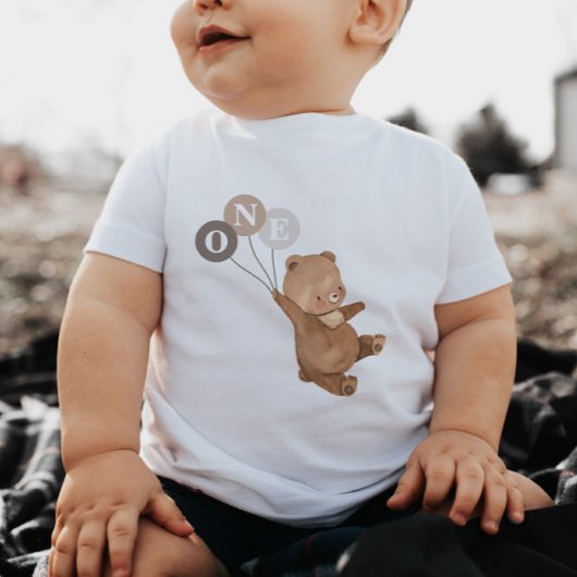 Beer 3 Bruine Ballonnen 1e Verjaardag Baby Shirt
