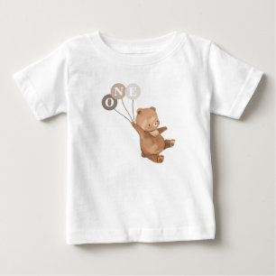 Beer 3 Bruine Ballonnen 1e Verjaardag Baby T-Shirt