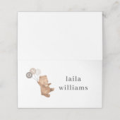 Beer 3 bruine ballonnen - 1e verjaardag plaatskaartje (Buitenkant ongevouwen)