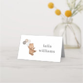 Beer 3 bruine ballonnen - 1e verjaardag plaatskaartje (Voorkant)