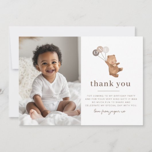 Beer 3 bruine ballonnen Foto: Dank u Kaart (Voorkant)