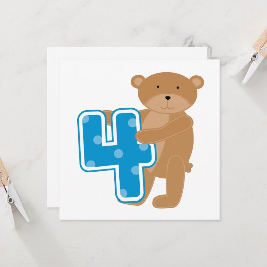 Beer 4e Verjaardag Tshirts en geschenken Kaart (Voorkant / Achterkant in situ)