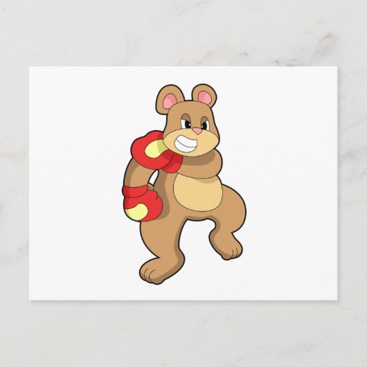 Beer aan het boksen met boks handschoenen briefkaart (Voorkant)