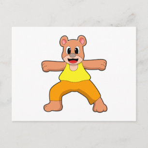 Beer aan yoga in staande houding briefkaart