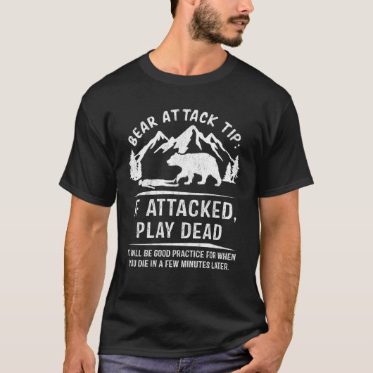 Beer aanvallen Tip indien aangevallen Play Dead Fu T-shirt (Voorkant)