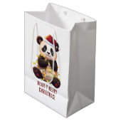 Beer-achtig prettig kerstfeest! Speelse Panda cade Medium Cadeauzakje (Voorkant Gekanteld)