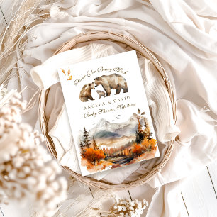 Beer Adventure Herfst Mountain Neutraal Baby showe Bedankkaart