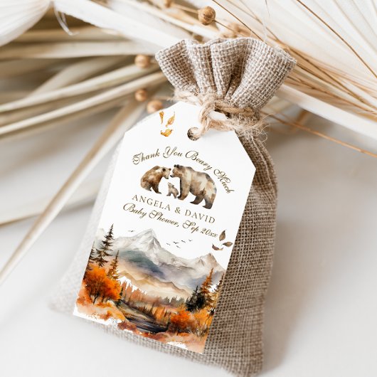 Beer Adventure Herfst Mountain Neutraal Baby showe Cadeaulabel