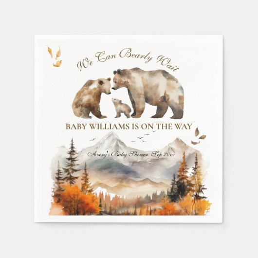 Beer Adventure Herfst Mountain Neutraal Baby showe Servet (Voorkant)