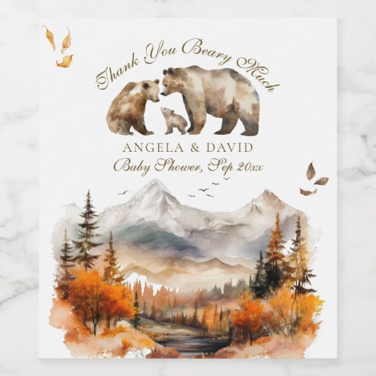 Beer Adventure Herfst Mountain Neutraal Baby showe Wijn Etiket (Enkel label)