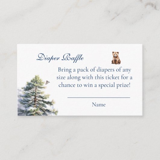 Beer Adventure Snow Mountain Bearly Diaper Raffle Informatiekaartje (Voorkant)