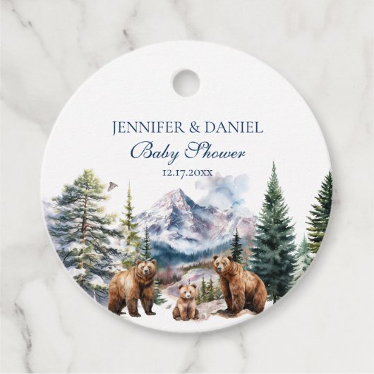 Beer Adventure Snow Mountain Winter Baby shower Bedankjes Labels (Voorkant)