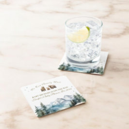 Beer Adventure Snowy Mountains Baby shower Kartonnen Onderzetters