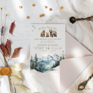 Beer Adventure Winter Mountains Baby shower Kaart