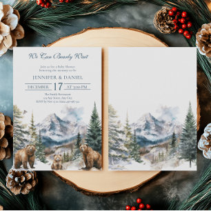 Beer Adventure Winter Snow Mountain Baby shower Kaart