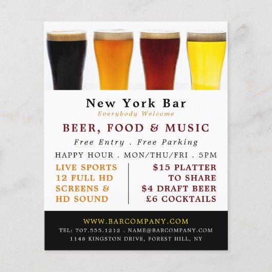 Beer & Ale Display, Pub/Brewery Adverteren Flyer (Voorkant)