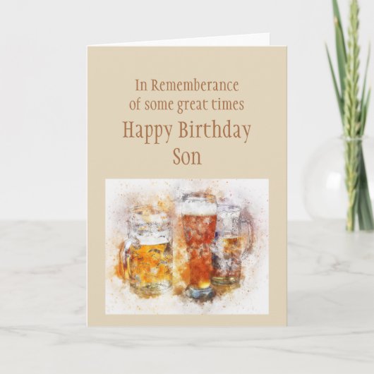 Beer Ale Funny Son Birthday Good Time Card Kaart (Voorkant)