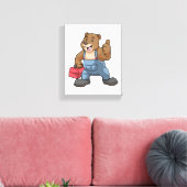 Beer als ambachtsman met gereedschapsdoos canvas afdruk (Insitu (Woonkamer))