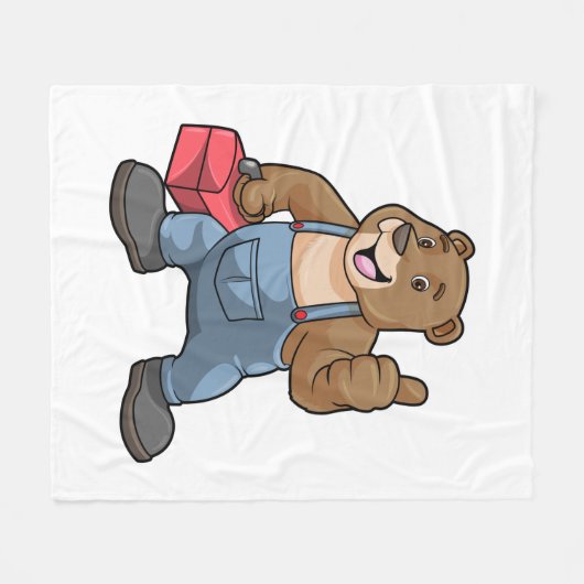 Beer als ambachtsman met gereedschapsdoos fleece deken (Voorkant (Horizontaal))