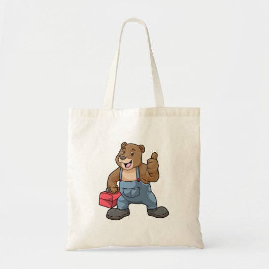 Beer als ambachtsman met gereedschapsdoos tote bag (Voorkant)