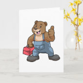 Beer als ambachtsman met gereedschapskist kaart (Gele Bloem)