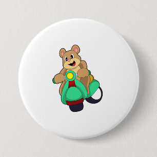 Beer als Biker met Scooter.PNG Ronde Button 7,6 Cm