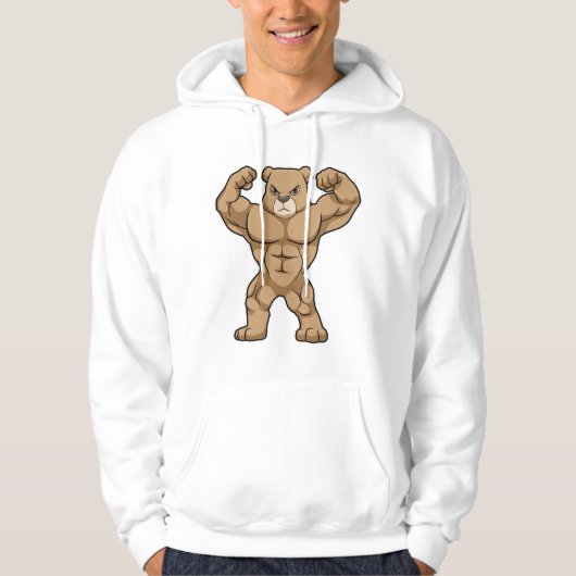 Beer als Bodybuilder met grote spieren Hoodie (Voorkant)