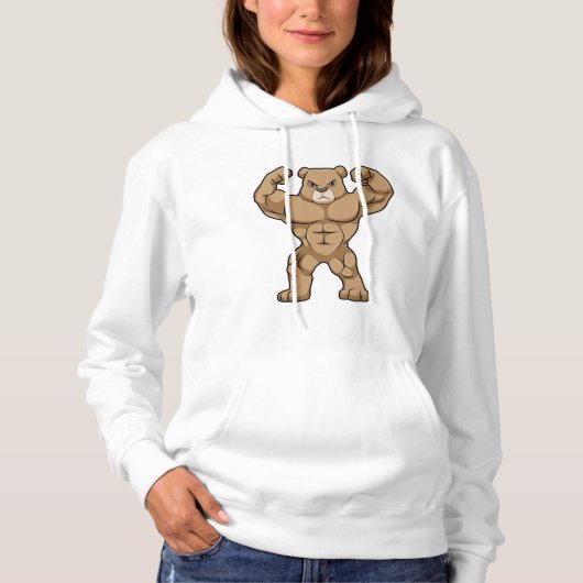 Beer als Bodybuilder met grote spieren Hoodie (Voorkant)