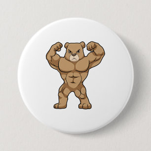 Beer als Bodybuilder met grote spieren Ronde Button 7,6 Cm