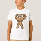 Beer als Bodybuilder met grote spieren T-shirt (Voorkant)