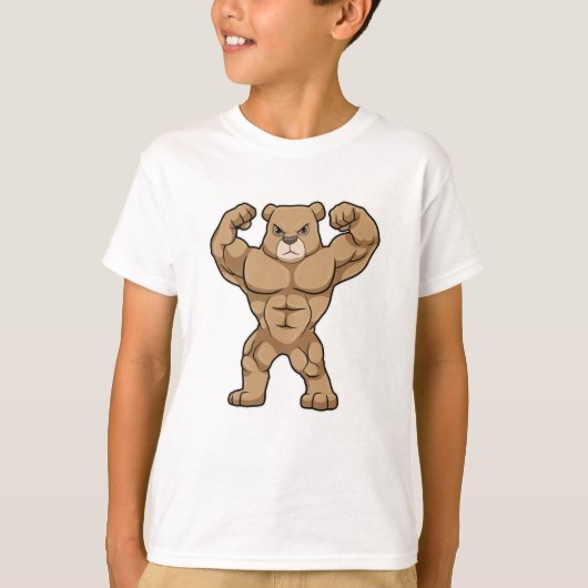 Beer als Bodybuilder met grote spieren T-shirt (Voorkant)