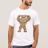 Beer als Bodybuilder met grote spieren T-shirt (Voorkant)