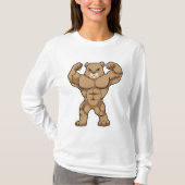 Beer als Bodybuilder met grote spieren T-shirt (Voorkant)