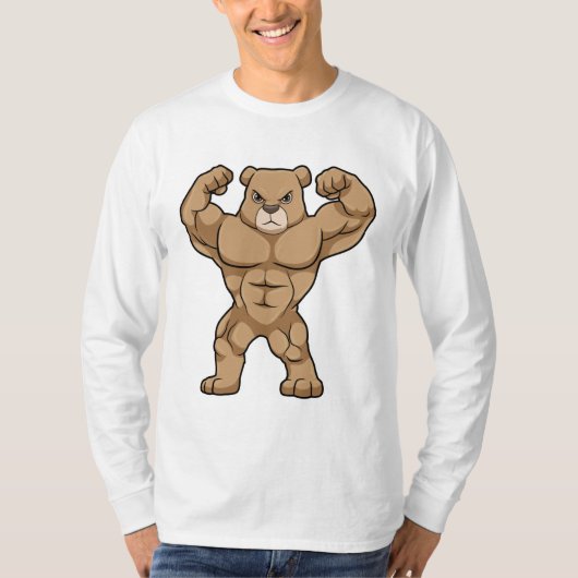 Beer als Bodybuilder met grote spieren T-shirt (Voorkant)