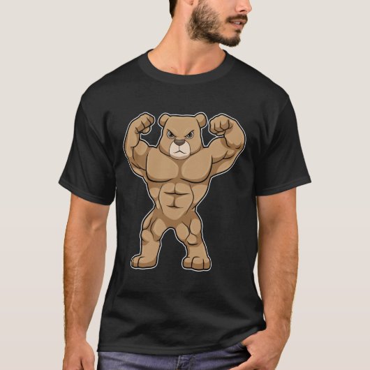 Beer als Bodybuilder met grote spieren T-shirt (Voorkant)
