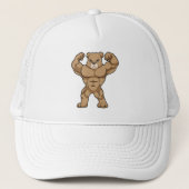 Beer als Bodybuilder met grote spieren Trucker Pet (Voorkant)
