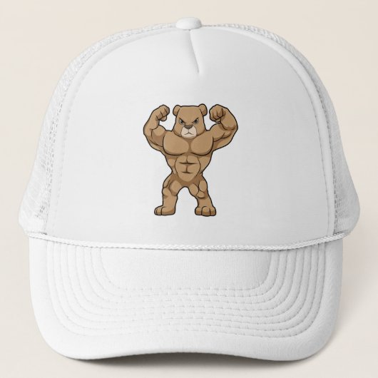Beer als Bodybuilder met grote spieren Trucker Pet (Voorkant)