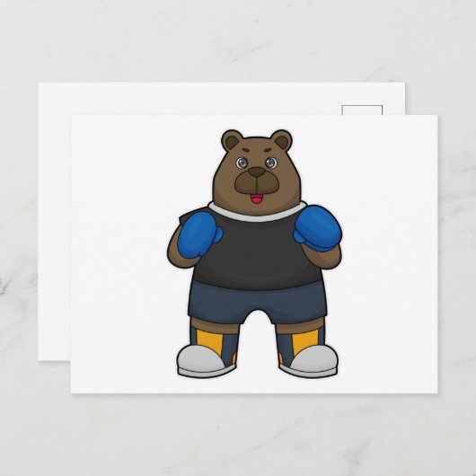 Beer als bokser met boks handschoenen briefkaart (Voorkant / Achterkant)