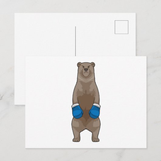 Beer als bokser met boks handschoenen briefkaart (Voorkant / Achterkant)