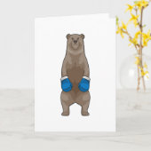 Beer als bokser met bokshandschoenen kaart (Gele Bloem)