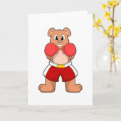 Beer als Boxer met Boxing-handschoenen Kaart (Gele Bloem)