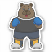 Beer als Boxer met Boxing-handschoenen Sticker (Voorkant)