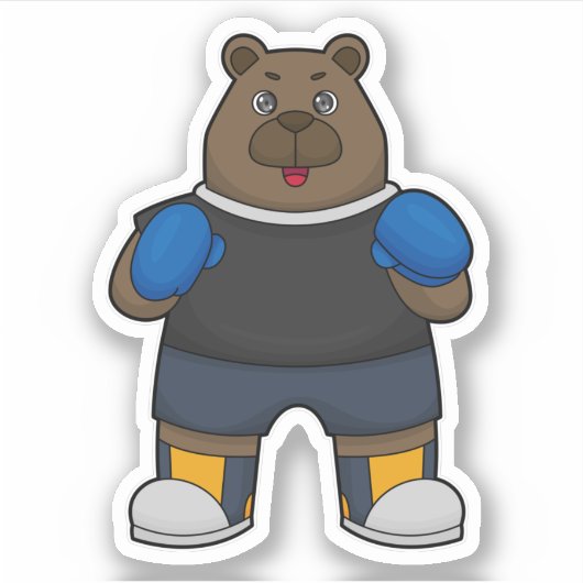 Beer als Boxer met Boxing-handschoenen Sticker (Voorkant)