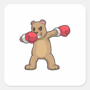 Beer als Boxer op Boxing & Hip Hop Dance Dab Vierkante Sticker