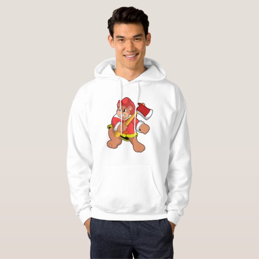 Beer als brandweerman met Ax Hoodie (Voorkant volledig)