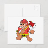 Beer als brandweerman met bijl briefkaart (Voorkant / Achterkant)